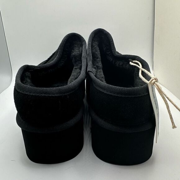 CUSHIONAIRE Women's Genuine Suede Cozy Mule Platform +Memory Foam 9 BLACK - Picture 4 of 7